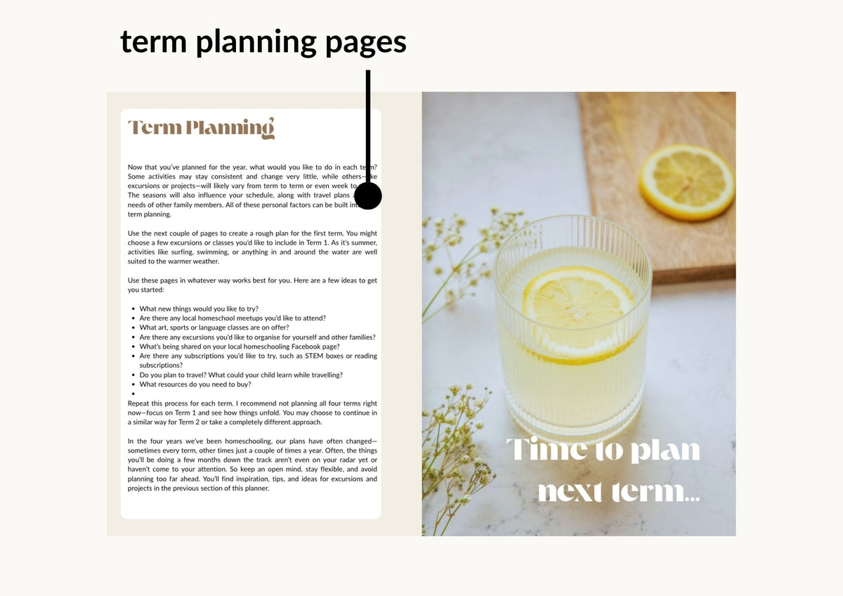 homeschool planner term planning pages